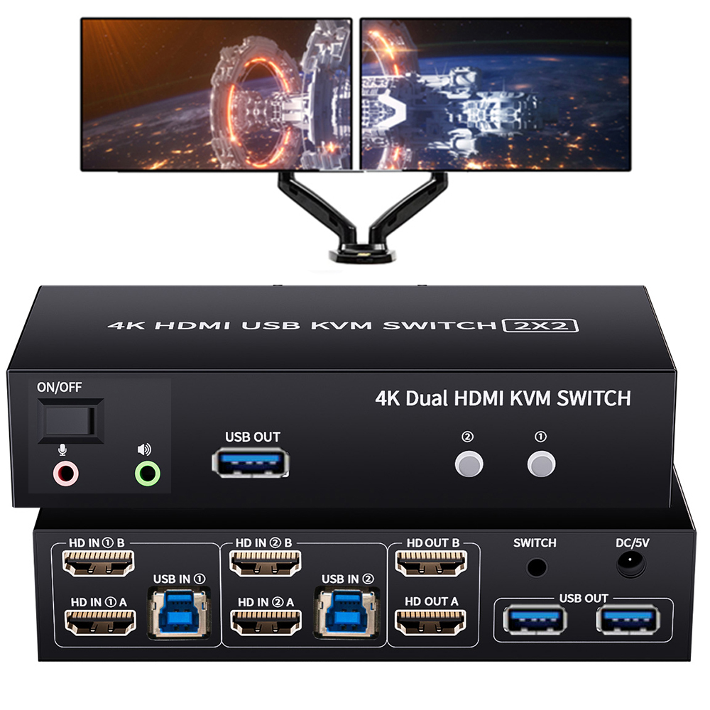 Hdmi Matrix Switch - Conmutador KVM HDMI de Doble Monitor
