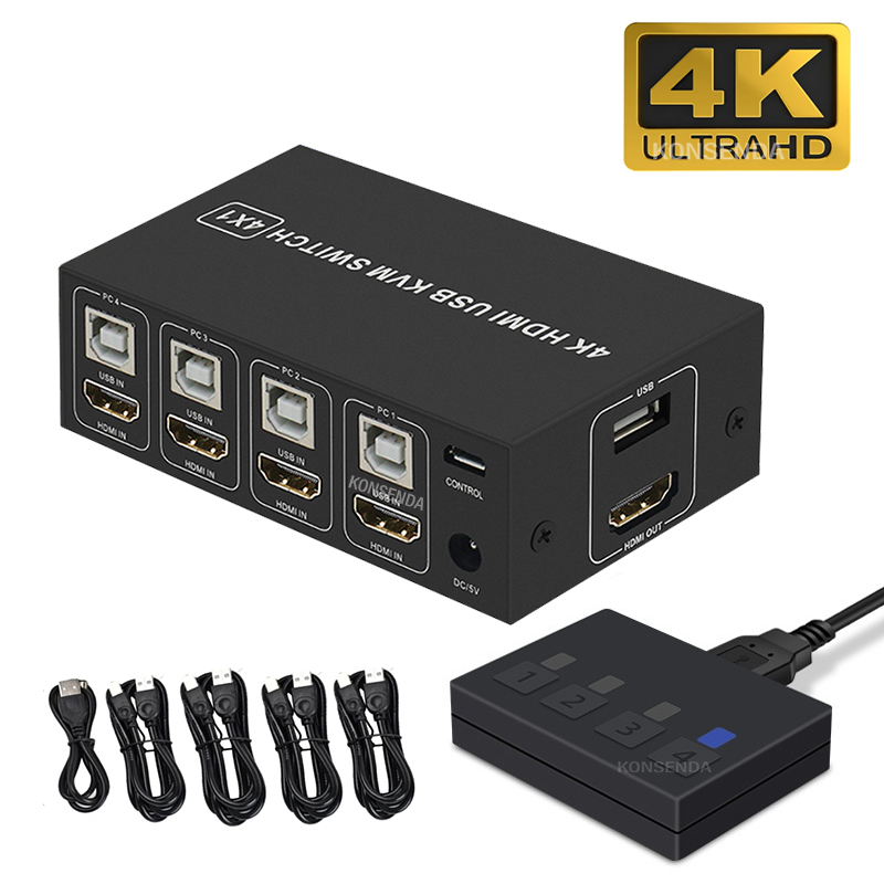 Hdmi Matrix Switch - Interruptor 4K HDMI KVM 4 en