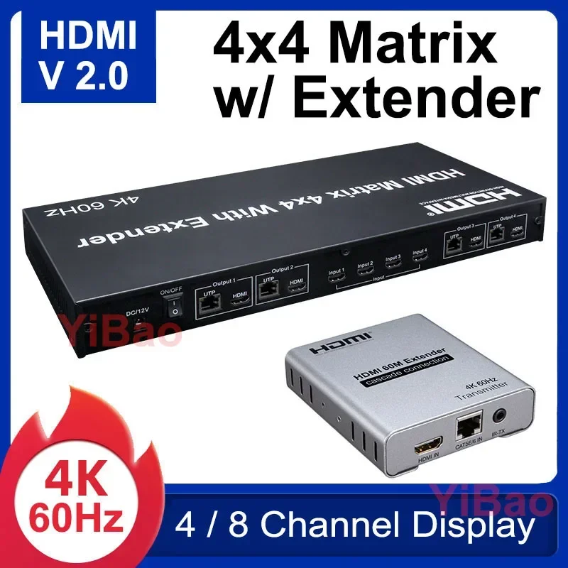 Matriz HDMI2.0 4x4 4K 60Hz con - Hdmi Matrix Switch reseña y precio