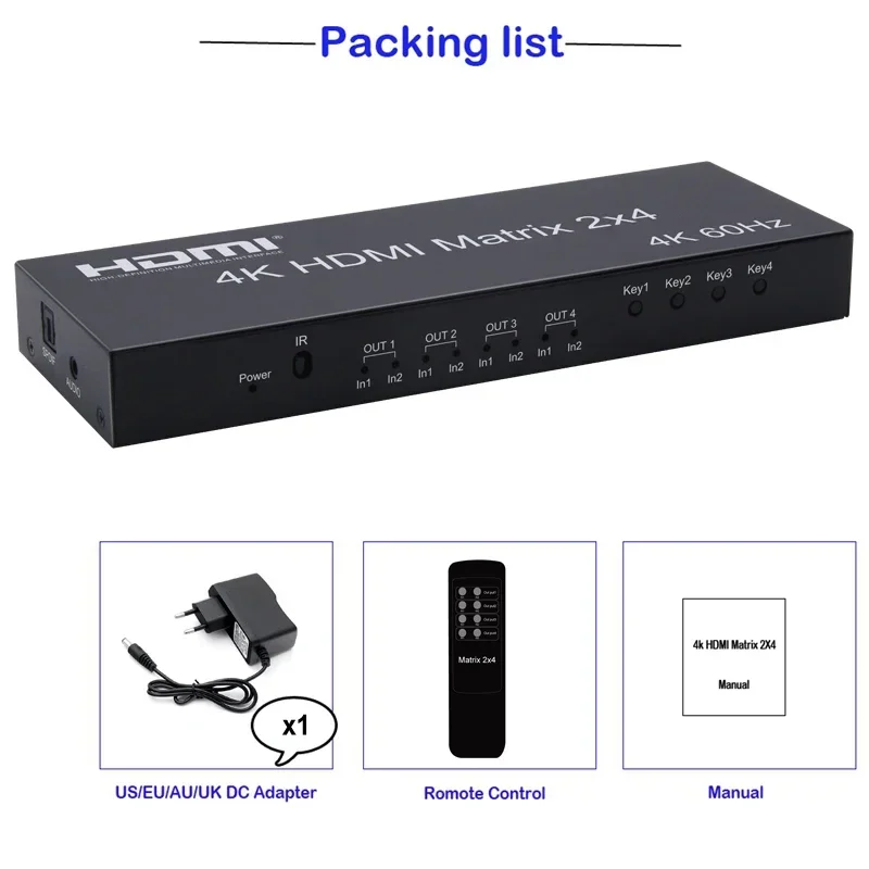 4K 60Hz 2x4 HDMI Matrix 2 en 4 - Hdmi Matrix Switch reseña y precio