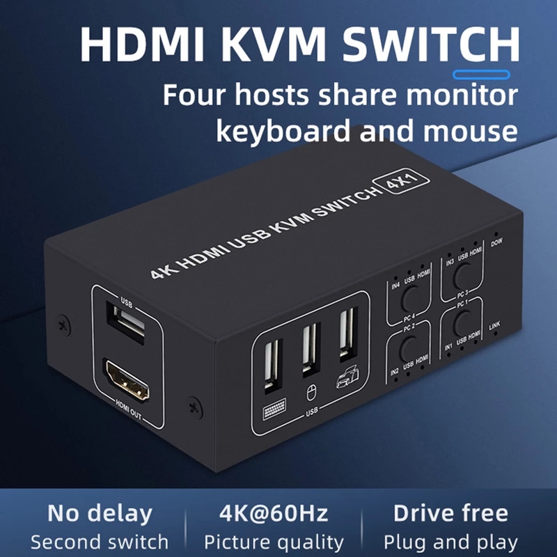 Interruptor 4K HDMI KVM 4 en 1 - Hdmi Matrix Switch reseña y precio