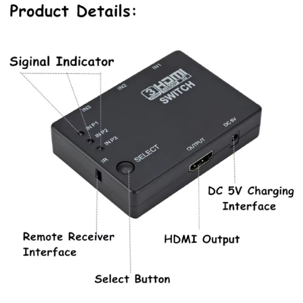 Conmutador HDMI 3x1, Conmutado - Hdmi Matrix Switch reseña y precio