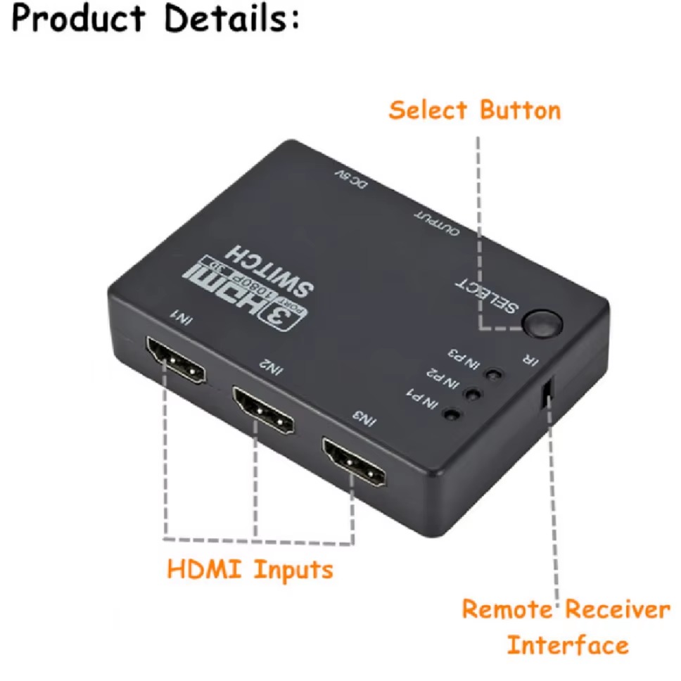 Conmutador HDMI 3x1, Conmutado - Hdmi Matrix Switch reseña y precio